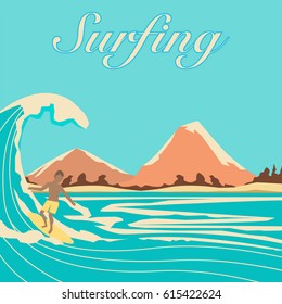 Surfing poster illustration