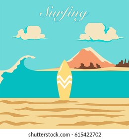 Surfing poster illustration