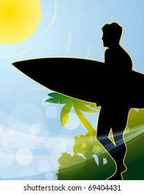 surfing poster - vector