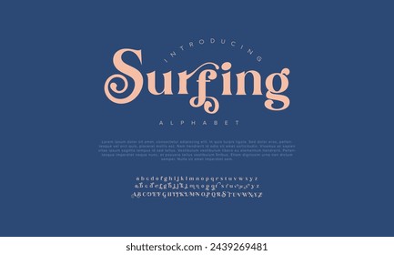 Letras y números del alfabeto árabe de lujo de surf. Elegante tipografía islámica ramadán boda serif fuente decorativa vintage. Ilustración vectorial creativa