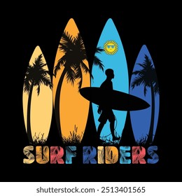 Design de camisetas relacionado ao surf. Ilustração do vetor vintage.