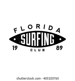 Surfing retro emblem. Florida surfing club logo