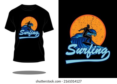 Surfing retro t shirt design