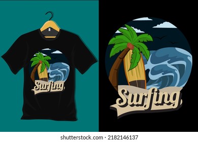 Surfing Retro Vintage T Shirt Design