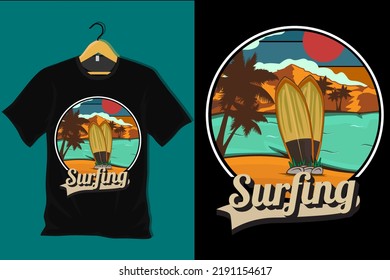 Surfing Retro Vintage T Shirt Design
