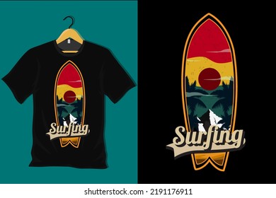 Surfing Retro Vintage T Shirt Design