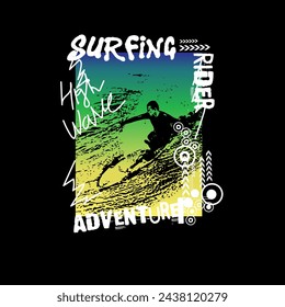 Surfing Rider Adventure colourful surfer t shirt design