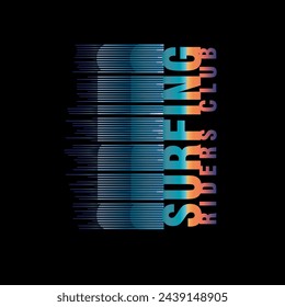 Surfing Rider Club distorted line typography summer beach poster