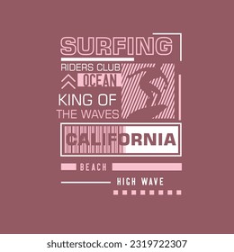 Surfing Riders California typography summer beach ocean lettering t shirt design