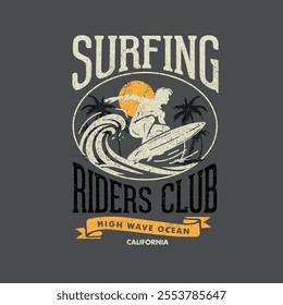 Surfing Riders Club California surfer print graphic poster tee