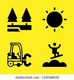 surfing, river, sun and forklift vector icon set. Sample icons set for web and graphic design