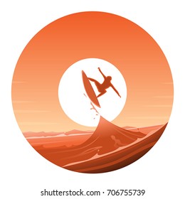Surfing Round Icon