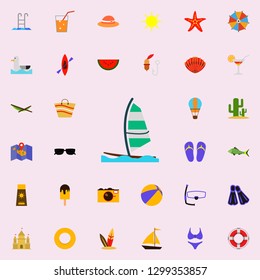 surfing with a sail flat icon. colored Summer icons universal set for web and mobile