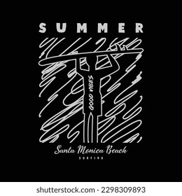 Surfing santa monica beach t-shirt and apparel design