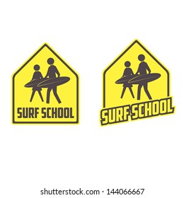 Surfing school labels