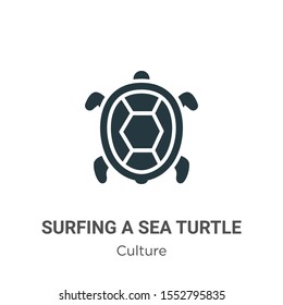 Surfing a sea turtle vector icon on white background. Flat vector surfing a sea turtle icon symbol sign from modern culture collection for mobile concept and web apps design.