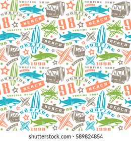 Surfing seamless pattern