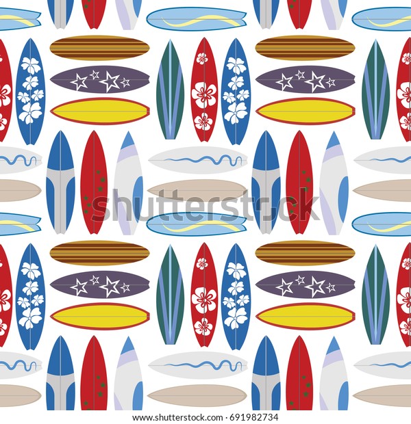 Surfing Seamless Pattern Various Surfing Boards Stock Vector (Royalty ...