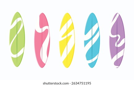 Surfing. Set of surfboards on a white background. Vector illustration.