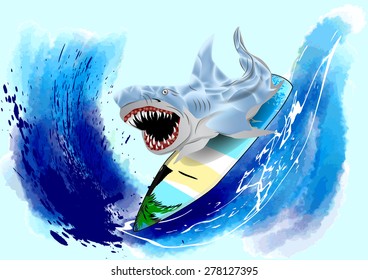 surfing shark.