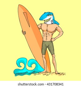 surfing shark