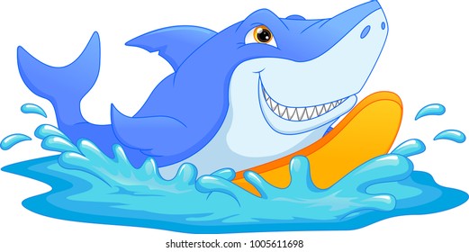 Dibujos animados de tiburón de surf