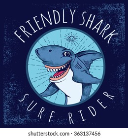 Surfing .Shark - Print for boy apparel in custom colors