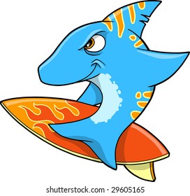 Surfing Shark Vector Illustration