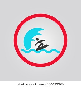 surfing sign. warning. icon