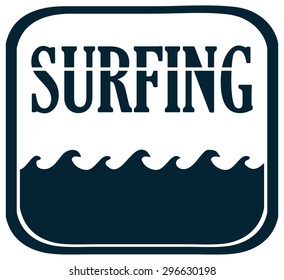Surfing Sign with Waves, Vector Illustration. 