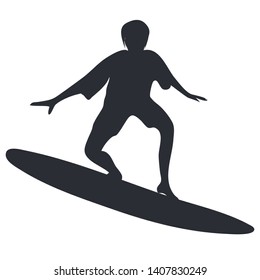 Surfing - sketch of a man on a surfboard - isolated on white background - vector