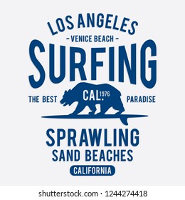 Surfing sport
 bear typography, tee shirt graphics, vectors