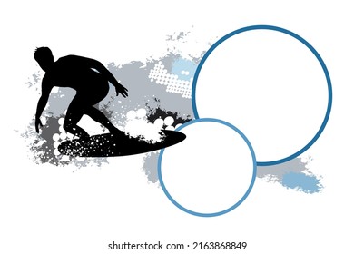 Surfing sport graphic with text buttons.