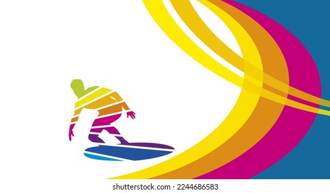 Surfing sport graphic for use as a template for flyer or for use in web design.