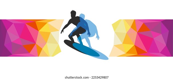 Surfing sport graphic for use as a template for flyer or for use in web design.