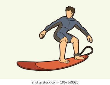 Surfing Sport Male Player Cartoon Graphic Vector