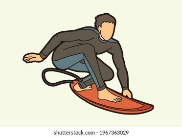 Surfing Sport Male Player Cartoon Graphic Vector