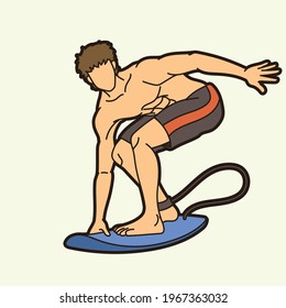 Surfing Sport Male Player Cartoon Graphic Vector