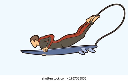 Surfing Sport Male Player Cartoon Graphic Vector