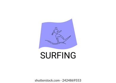 surfing sport vector line icon. a surfer is surfing in the sea. sport pictogram, vector illustration.