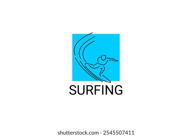 surfing sport vetor line icon. um surfista está surfando no mar. pictograma de esporte, ilustração vetorial.