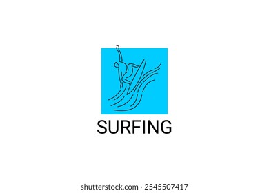 surfing sport vetor line icon. um surfista está surfando no mar. pictograma de esporte, ilustração vetorial.