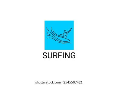 surfing sport vetor line icon. um surfista está surfando no mar. pictograma de esporte, ilustração vetorial.