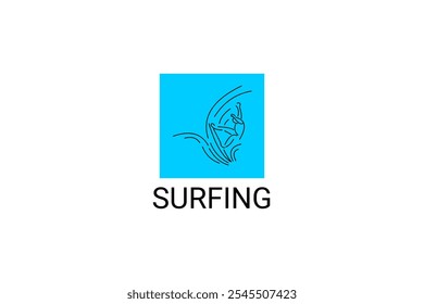 surfing sport vetor line icon. um surfista está surfando no mar. pictograma de esporte, ilustração vetorial.