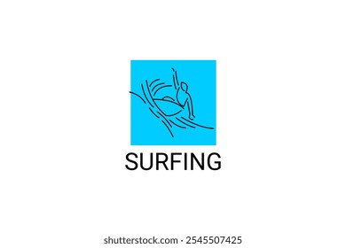 surfing sport vetor line icon. um surfista está surfando no mar. pictograma de esporte, ilustração vetorial.