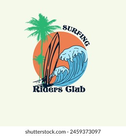 Surfing Summer beach waves t shirt design