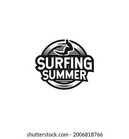 Surfing summer logo design concept