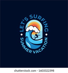 Surfing Summer Logo Vector Image Stock