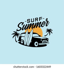 Surfing Summer Logo Vector Image Stock