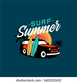 Surfing Summer Logo Vector Image Stock